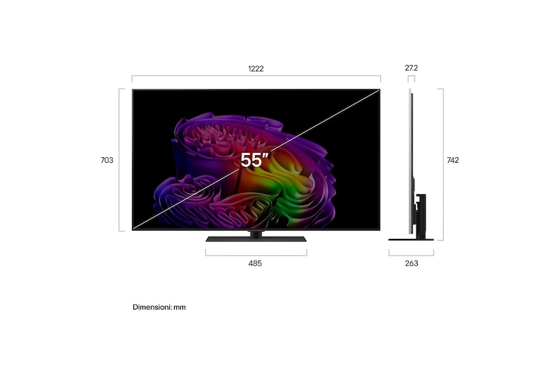 Foto dimensioni TV OLED55G66LS 2026